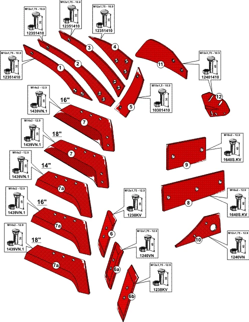 Explosionszeichnung Vogel und Noot Pflugkörper Typ UST400-PLUS